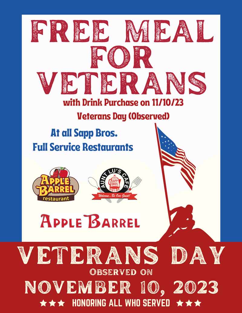Free Meal For Veterans!